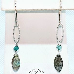 Labradorite, apatite and sterling silver earrings